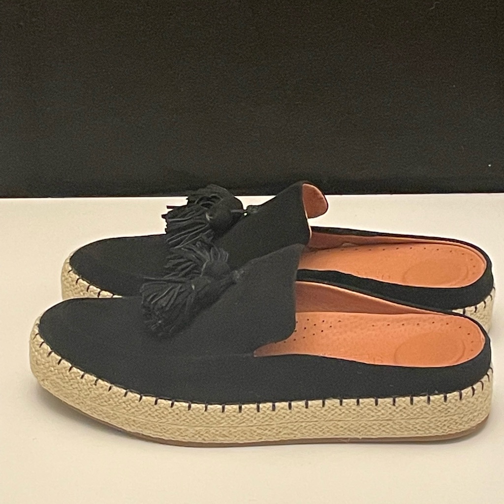 Kenneth Cole, Gentle Souls, Espadrilles Tassels, Black Suede Shoes, Women’s 9m